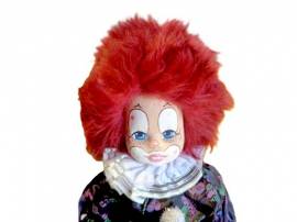 Deko Clownfigur Vintage Sammler Clown Puppe ca 45 cm gro� rotes Haar, Nr.156 - Bild vergr��ern 