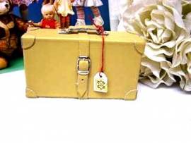 Puppen Zubehr Koffer Lederkoffer Tasche naturfarben, Nr.6306 - Bild vergrern 