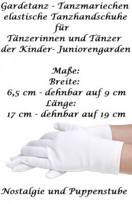 Tanzhandschuhe wei fr Junioren Tanzmariechen Gardetnzerinnen, Nr. 105 - Bild vergrern 