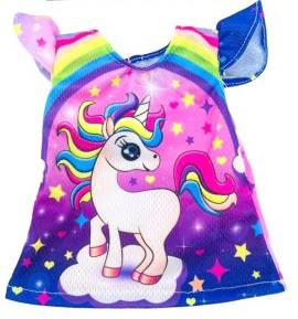 Puppen Kleid Einhorn Motiv fr kleine Puppen von 28 cm - 30 cm, Nr. 177 - Bild vergrern 