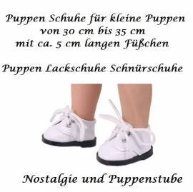 Puppen Schuhe Schnrschuhe Lackschuhe wei fr kleine Puppen 5 cm lang, Nr. 182 - Bild vergrern 