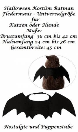 Halloween Kost�m Fledermaus Batman f�r kleine Katzen Gr��e S, Nr. 197 - Bild vergr��ern 