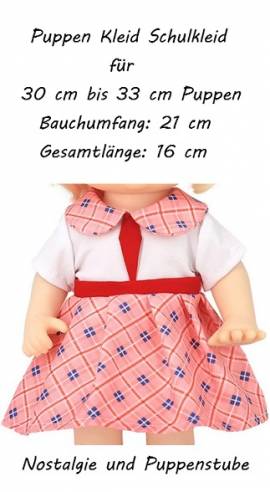 Puppen Kleid Schulkleid fr 30 bis 33 cm groe Puppen, Nr. 2121 - Bild vergrern 
