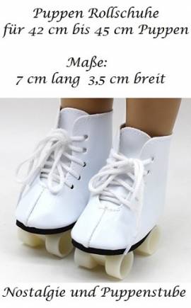 Puppen Zubeh�r Schuhe Rollschuhe wei� Sportschuhe 7 cm lang,  Nr. 266 - Bild vergr��ern 