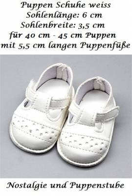 Puppen Schuhe Sommer Schuhe Stegschuhe wei 6,5 cm Sohlenlnge, Nr. 274 - Bild vergrern 