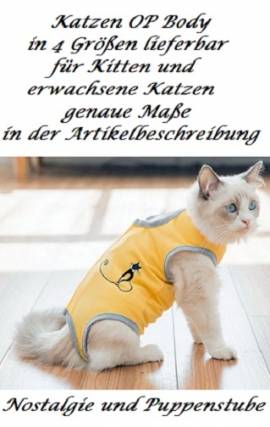 Wundschutz Body gelb fr Katzen bei Verletzung oder OP 31 cm Rckenlnge L, Nr. 386   - Bild vergrern 