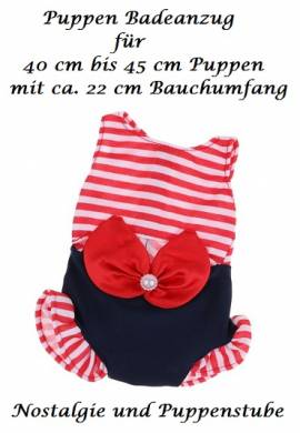 Puppenkleidung Puppen Badeanzug mit Satinschleife fr 40 - 45 cm Puppen, 991 - Bild vergrern 