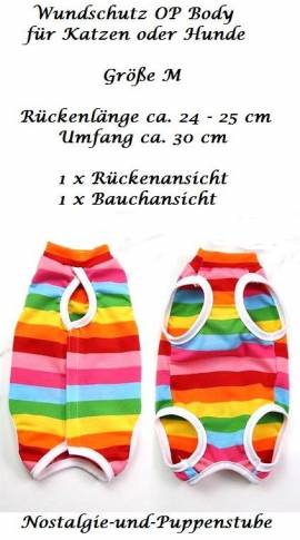Wundschutz Body bunt gestreift f�r Katzen bei Verletzung oder Operation Gr��e M, Nr. 2574 - Bild vergr��ern 