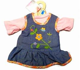 Heless Puppenkleidung fr 35 cm bis 45 cm Puppen Jeans Trgerkleid mit T-Shirt, Nr. 510 - Bild vergrern 