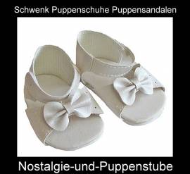 Schwenk Puppenschuhe Sandalen wei� ca. 6 cm lang f�r Puppen von 36 - 40 cm, Nr. 1240 - Bild vergr��ern 