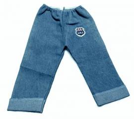 Schwenk Puppenkleidung Jeans Hose mit USA Emblem fr 36 - 40 cm Puppen, Nr. 87538 - Bild vergrern 