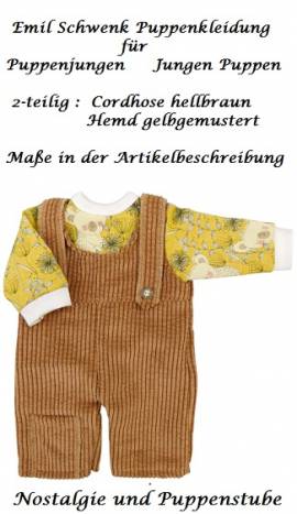 Schwenk Puppen Kleidung Cord Latzhose und Hemd fr 30 bis 35 cm Puppen, Nr. 885 - Bild vergrern 