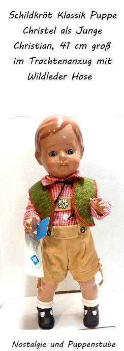 Schildkr�tpuppe Christel 41 cm im Trachtenanzug mit heller Wildlederhose; Nr. 300 - Produktbild 