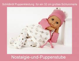 Schildkr�t Puppenkleidung, 3-teiliges Set in wei�-rosa f�r ein 32 cm Schlummerle, Nr. 32266 - Bild vergr��ern 