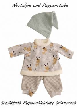 Schildkrt Puppen Kleidung fr ein 32 cm Schlummerle 3-tlg Winterset, Nr. 32313 - Bild vergrern 