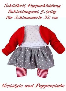 Puppen Kleidung Ballon Rock Leggings Bluse Strickjacke rot f�r 32 cm Puppen Schildkr�t 32518 - Bild vergr��ern 