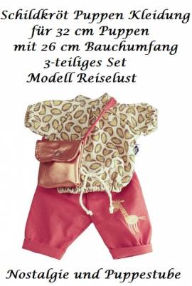 Puppen Kleidung Schildkr�t 3tlg Set Reiselust f�r 32 cm Puppen, Nr. 32902  - Bild vergr��ern 