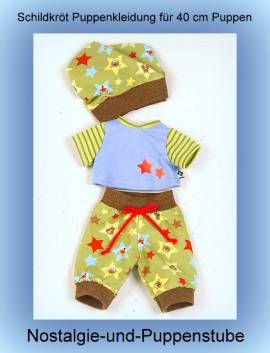 Schildkr�t Puppenkleidung 3-teiliges Set mit Sternchenmuster f�r 40 cm Puppen, Nr. 40648  - Bild vergr��ern 
