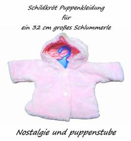 Schildkr�t Puppenkleidung rosa Flauschjacke f�r ein 32 cm Schlummerle, Nr. 69 - Bild vergr��ern 