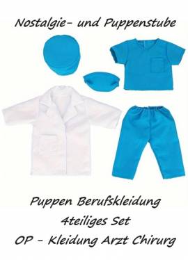 Puppen Berufskleidung OP Arzt Kleidung 4 tlg Set fr ca 40 bis 45 cm Puppen, Nr. 539 - Bild vergrern 
