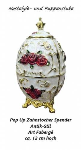 Nostalgie Antik Stil Art Faberg� Pop Up Zahnstocher Spender 15 cm hoch, wv 650 - Bild vergr��ern 