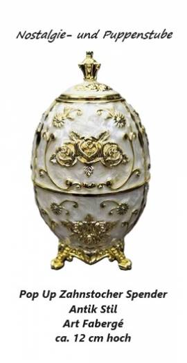 Nostalgie Antik Stil Art Faberg� Pop Up Zahnstocher Spender 15 cm hoch, wv 649 g - Bild vergr��ern 