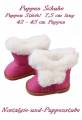 Puppen Schuhe Stiefel Wildleder Optik pink 7,5 cm lang, Nr. 1340