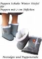 Puppen Schuhe Stiefel grau Wildlederoptik f&uuml;r 42 - 45 cm Puppen, Nr 1359