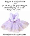 Puppen Kleid Festkleid flieder mit Stickerei f&uuml;r kleine Puppen von 30 - 33 cm  320flieder