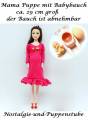 Mama Puppe 29 cm braunes Haar schwanger mit Baby im Bauch 446