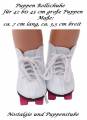Puppen Zubeh&ouml;r Schuhe Rollschuhe wei&szlig; pink Rollen Sportschuhe 7 cm lang,  Nr. 258