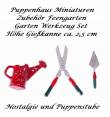 Puppenhaus Miniaturen Garten Werkzeug rot Gießkanne Schere Kelle, Nr. 330