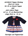Schildkr&ouml;t Puppen Kleidung Kleid mit Jacke dunkelblau f&uuml;r 34 cm Puppen, Nr. 34747