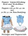 Puppen Kleidung 2teilig Rock weiß und Wickelbluse blau für 40 bis 45 cm Puppen, Nr. 404