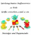 Puppen Zubehör buntes Kaffeeservice Teeservice 22 Teile, Nr. 472