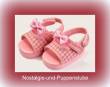 Schwenk Puppenschuhe, rosa-weiß karierte Sandalen, ca. 6 cm lang für Puppen von 42 - 45 cm