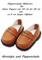 Puppen Schuhe Mokassins Slipper braun für Puppen von 30 bis 38 cm mit 5 cm langen Füßchen, Nr. 2502