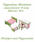 Puppenhaus Zubeh&ouml;r M&ouml;bel Miniaturen Holz Schlafzimmer Jugendzimmer 4-tlg. 8127