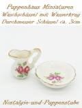 Puppenhaus Miniaturen Deko Porzellan Wasch Set Sch&uuml;ssel Krug 9650