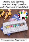 12er - Set bunte Acryl Farben Inhalt pro Tube 6 ml, Nr. 304