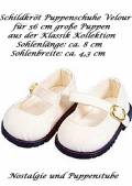 Schildkröt Velour Puppen Schuhe beige für 56 cm Puppen mit 8 cm Füßchen, Nr. 56178
