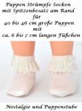 Puppen Strümpfe Söckchen Socken mit Spitzenrand für 36 bis 46 cm Puppen, Nr. 1208