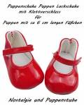 Puppen Schuhe Lackschuhe rot  Klettverschluß für 42 - 45 cm Puppen, Nr. 174