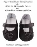 Puppen Schuhe schwarz mit Schleife Klettverschluß für 42 - 45 cm Puppen 998