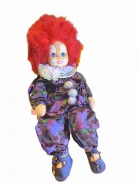 Deko Clownfigur Vintage Sammler Clown Puppe ca 45 cm gro� rotes Haar, Nr.156 - Bild vergr��ern 