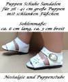 Puppen Schuhe Sandalen weiß ca 6 cm lang für Puppen von 36 - 40 cm, Nr. 260