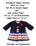Schildkröt Puppen Kleidung Kleid mit Jacke dunkelblau für 34 cm Puppen, Nr. 34747