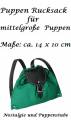 Puppen Rucksack Baumwoll-Köper 14 x 10 cm zum Spielen oder Dekorieren, Nr. 315