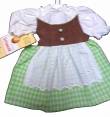 Schwenk Puppen Kleidung Dirndl gün weiß für 42 bis 45 cm Puppen, Nr. 75