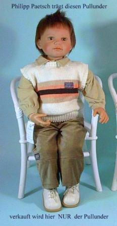 Schildkr�t Strickpullunder f�r 70 cm bis 72 cm gro�e K�nstlerpuppen
